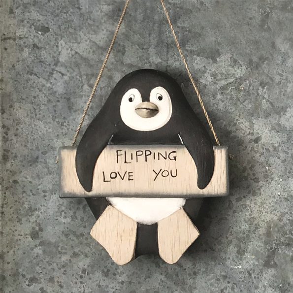 Hanging penguin-Flipping love you