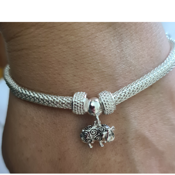 Country Sheep Mesh Silver Plated Bracelet