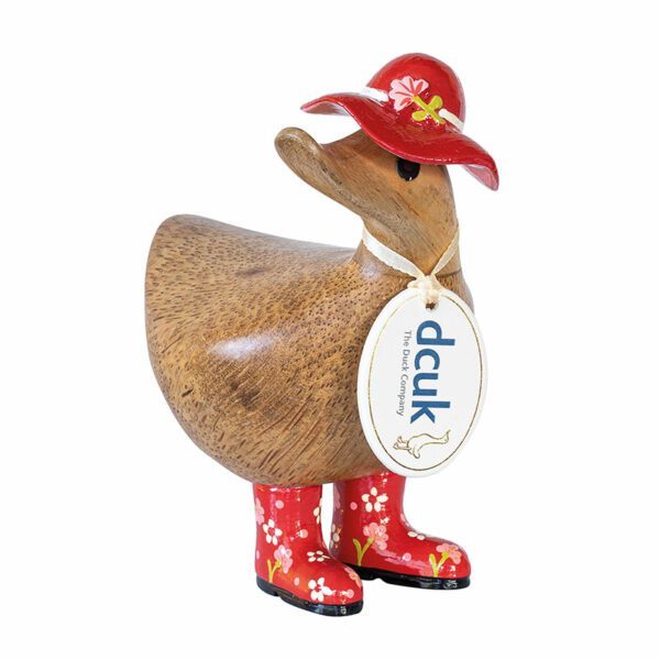 Dcuk Ducky – Floral Hat and Welly Boots Red