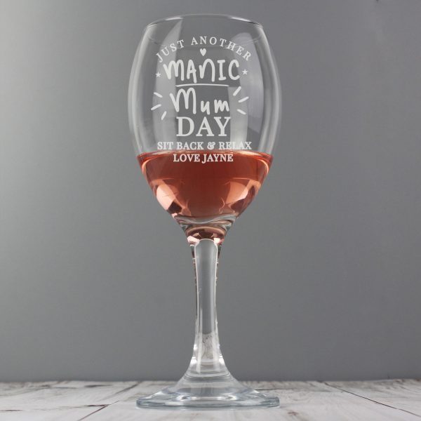 Personalised Manic Mum Day Wine Glass - Image 4
