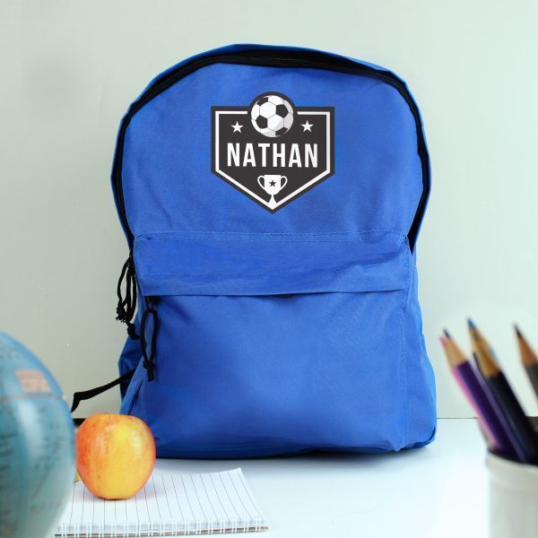 Personalised Football Blue Backpack - Image 4