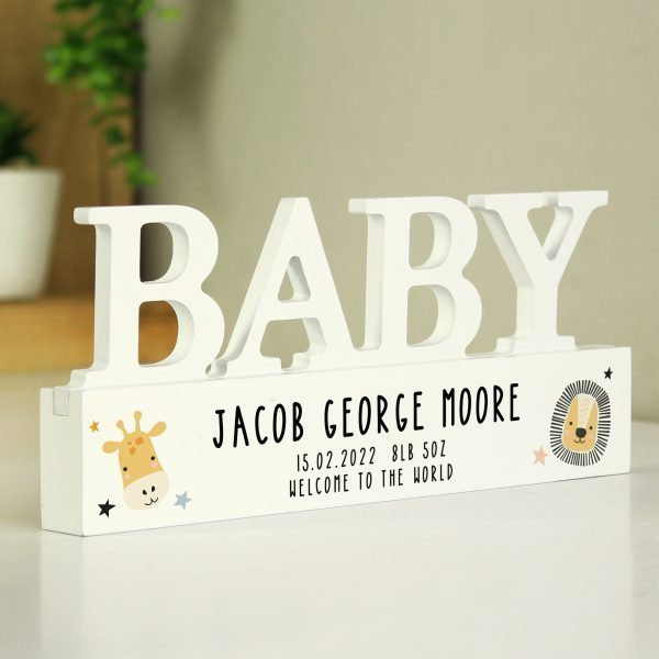 Personalised Scandi Safari Animals Wooden Baby Ornament - Image 4