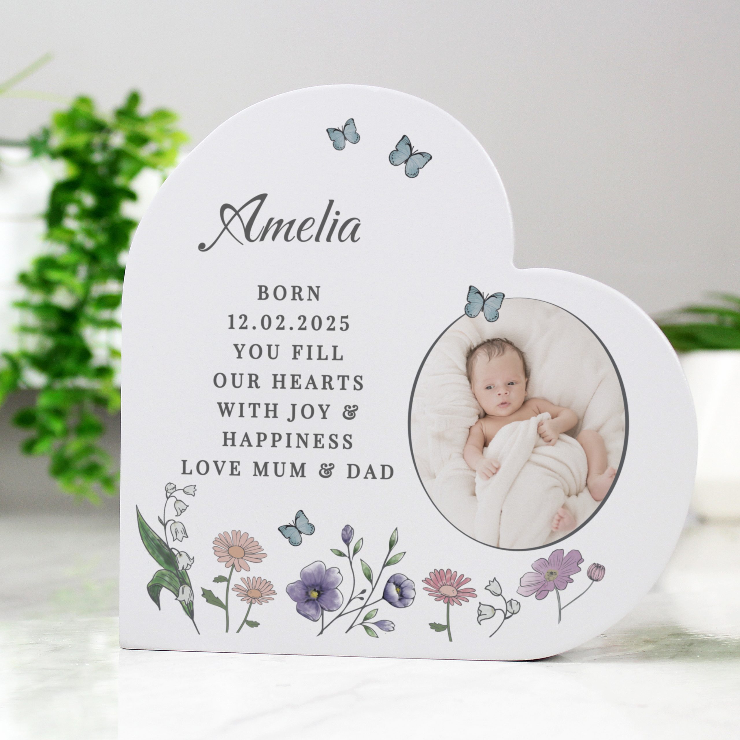 Personalised Wild Flowers Photo Upload Heart Ornament - Image 3