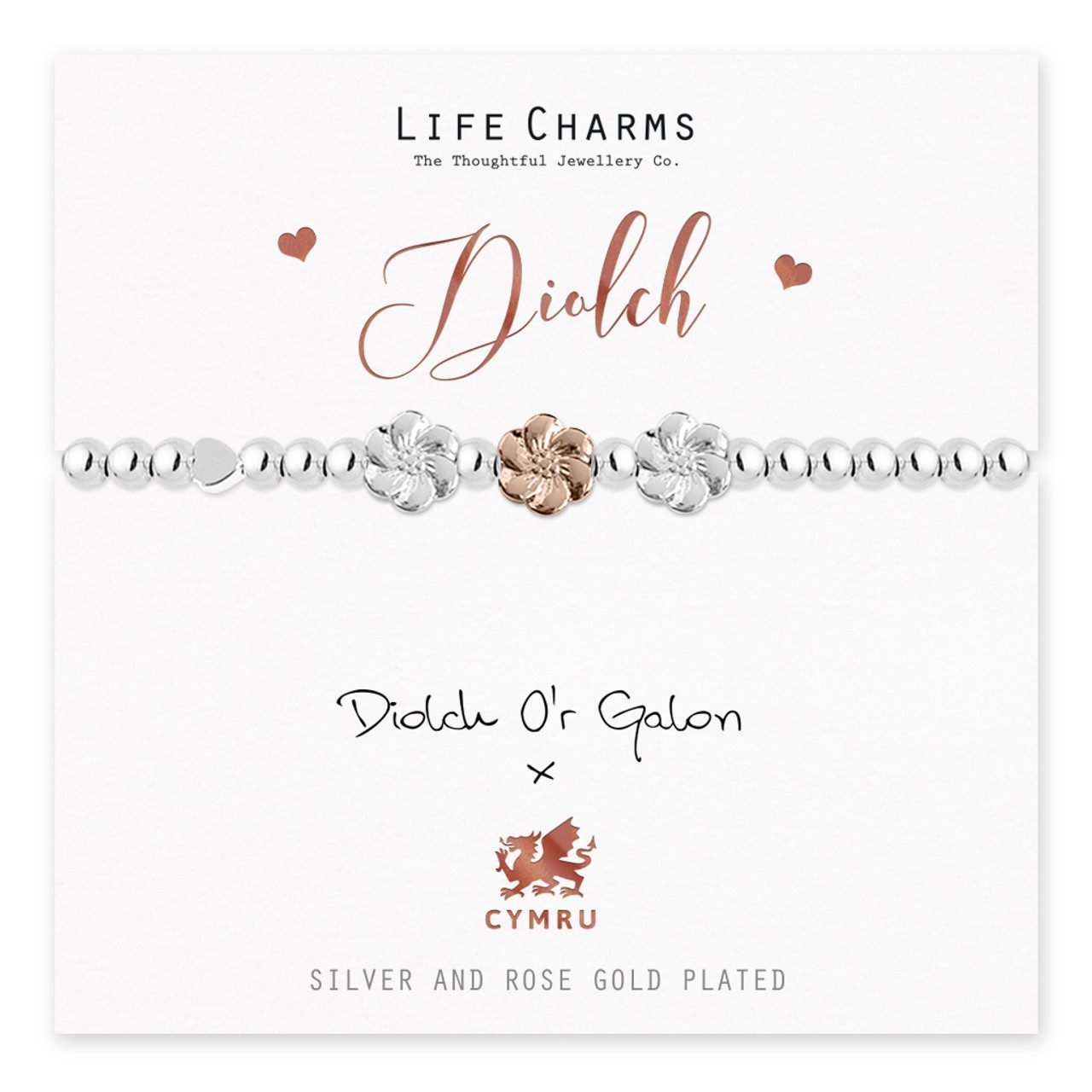 A delicate silver pendant featuring a rose-gold plated heart charm, set in a simple setting
