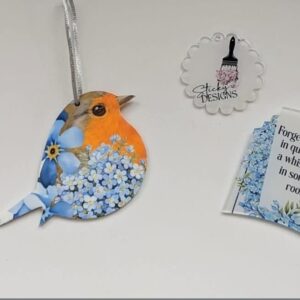 Robin and Forget Me Not Hanging Decoration – Memorial Keepsake Gift