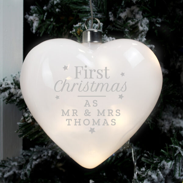 Personalised First Christmas LED Hanging Glass Heart - Image 4