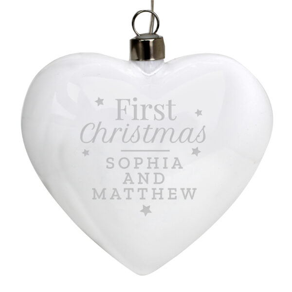 Personalised First Christmas LED Hanging Glass Heart - Image 5