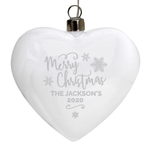 Personalised Merry Christmas LED Hanging Glass Heart - Image 4