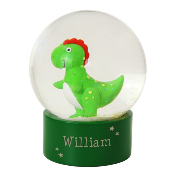Personalised Name Only Dinosaur Glitter Snow Globe - Image 7