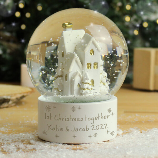 Personalised Message Village Glitter Snow Globe - Image 10