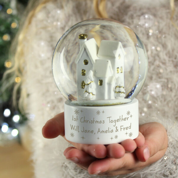 Personalised Message Village Glitter Snow Globe - Image 2