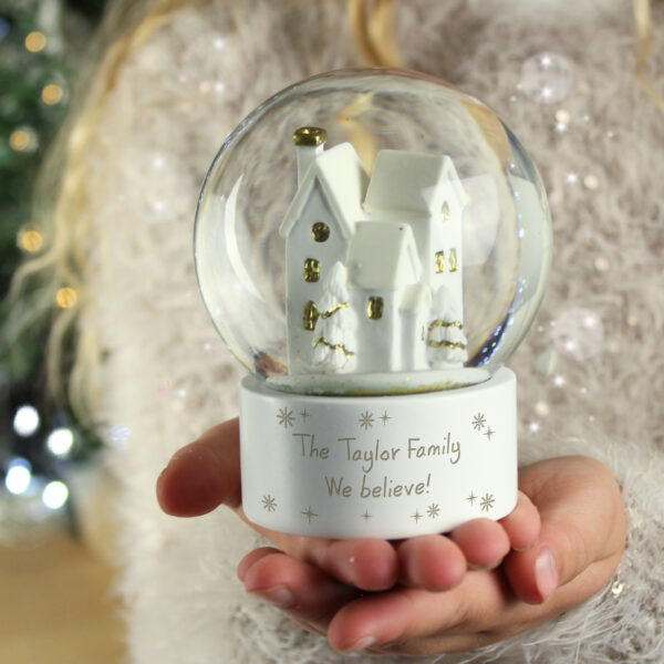 Personalised Message Village Glitter Snow Globe - Image 7
