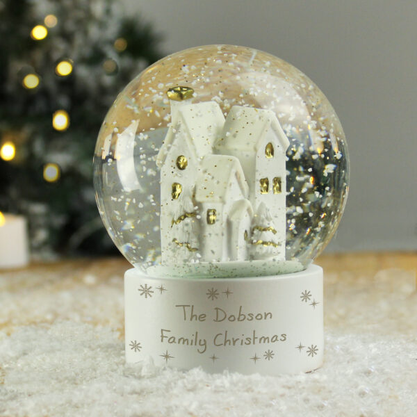 Personalised Message Village Glitter Snow Globe - Image 4