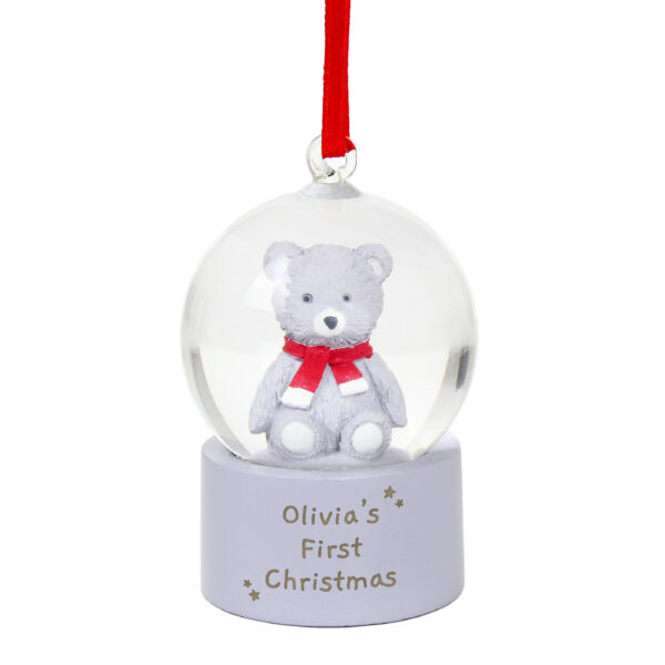 Personalised Message Teddy Bear Glitter Snow Globe Tree Decoration - Image 5