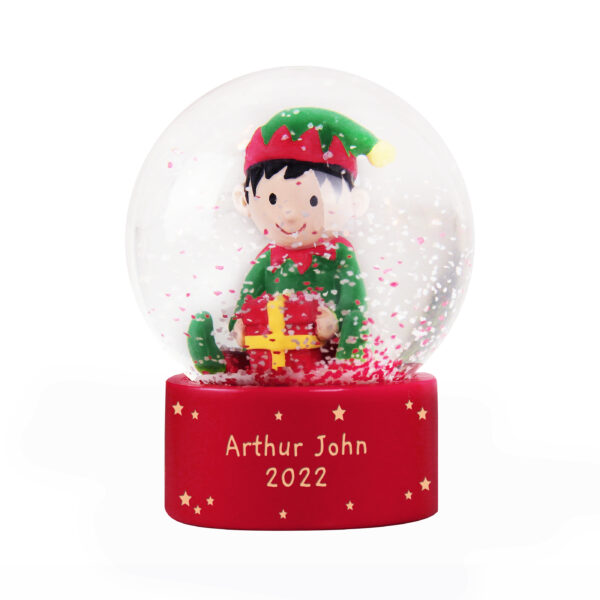 Personalised Message Elf Glitter Snow Globe - Image 6