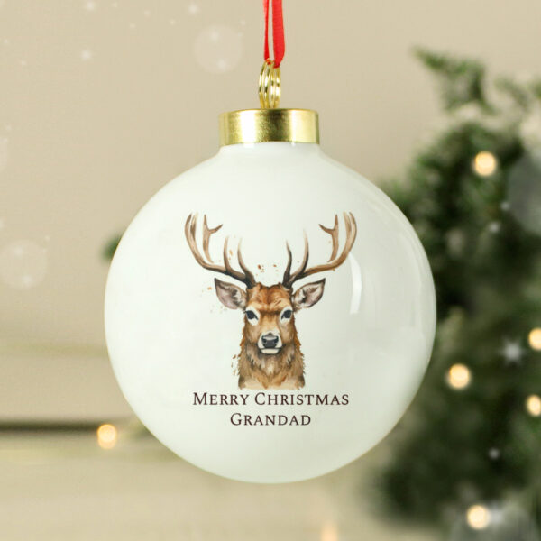 Personalised Watercolour Stag Bauble - Image 2
