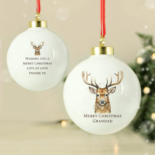 Personalised Watercolour Stag Bauble - Image 3
