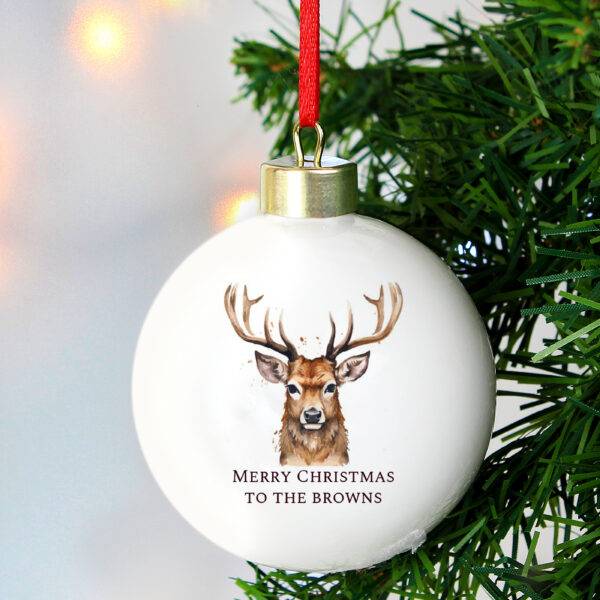 Personalised Watercolour Stag Bauble - Image 4