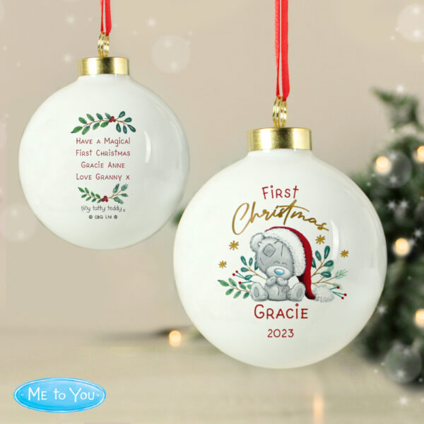 Personalised First Christmas Tiny Tatty Teddy Bauble - Image 5