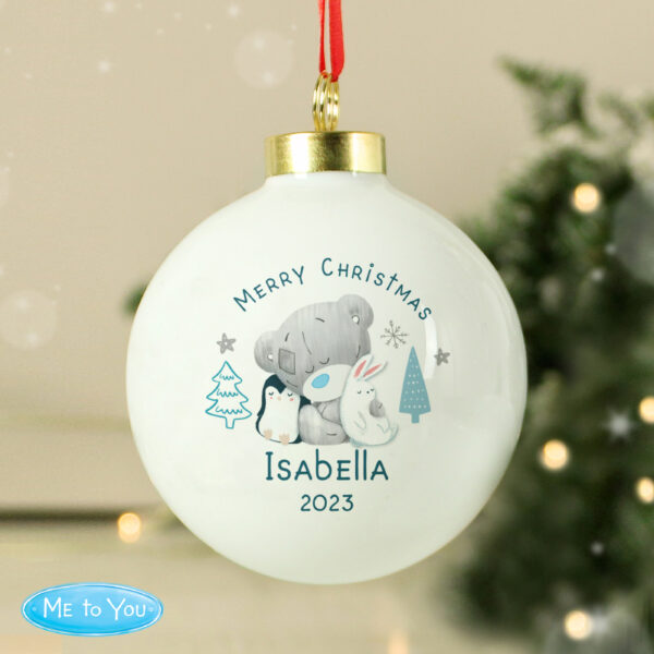 Personalised Winter Explorer First Christmas Tiny Tatty Teddy Bauble - Image 4