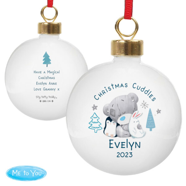 Personalised Winter Explorer First Christmas Tiny Tatty Teddy Bauble - Image 5