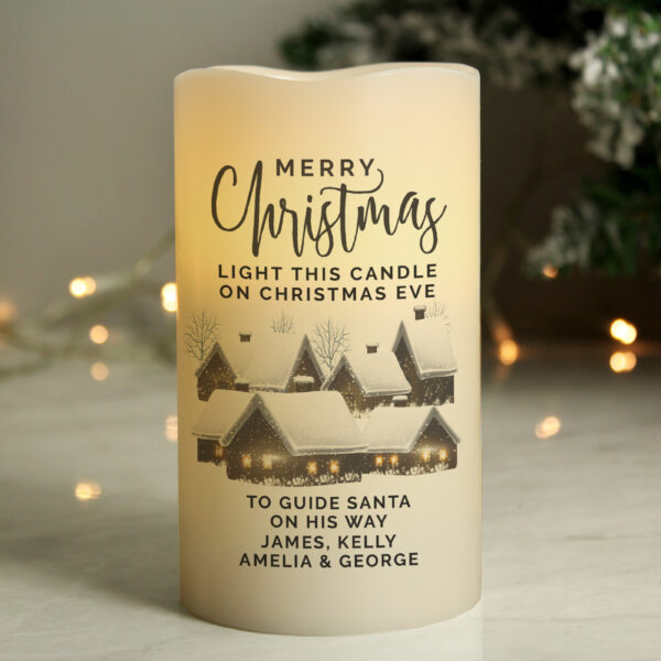 Personalised Christmas Town LED Candle - Image 3