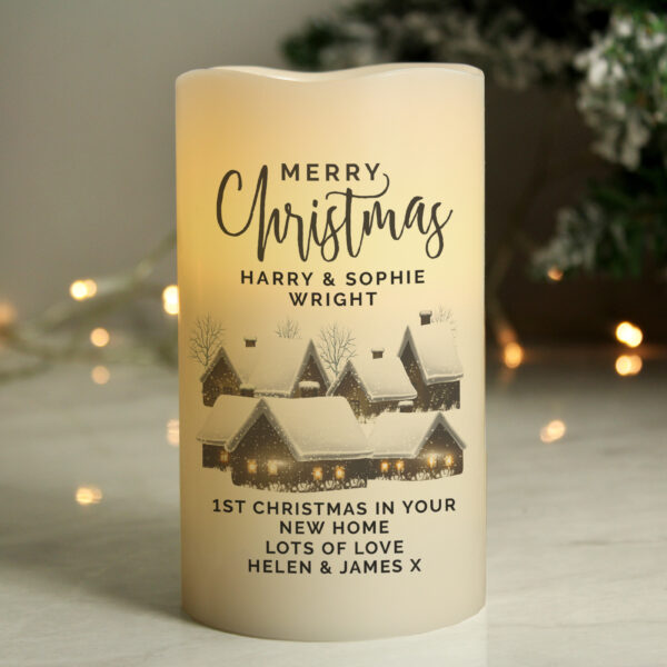 Personalised Christmas Town LED Candle - Image 6