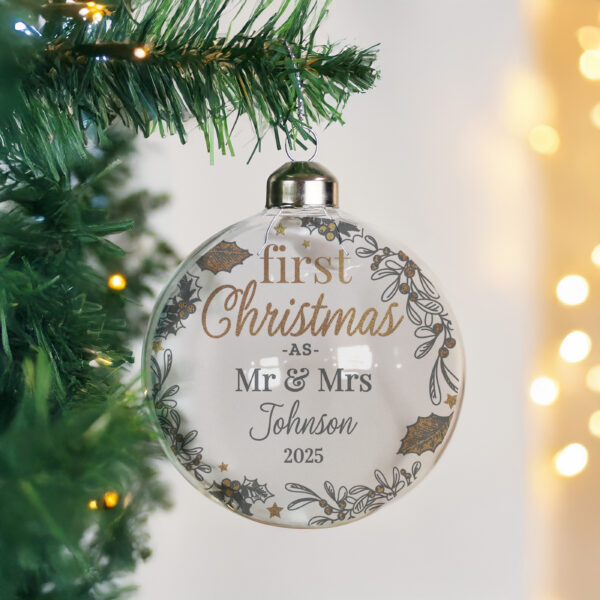 Personalised First Christmas As... Glass Bauble - Image 3