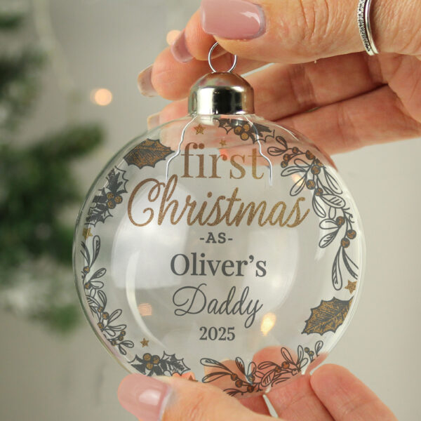 Personalised First Christmas As... Glass Bauble - Image 5