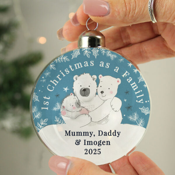 Personalised First Christmas as a Family Glass Bauble - Image 4