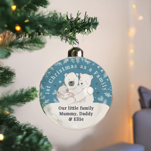 Personalised First Christmas as a Family Glass Bauble - Image 2