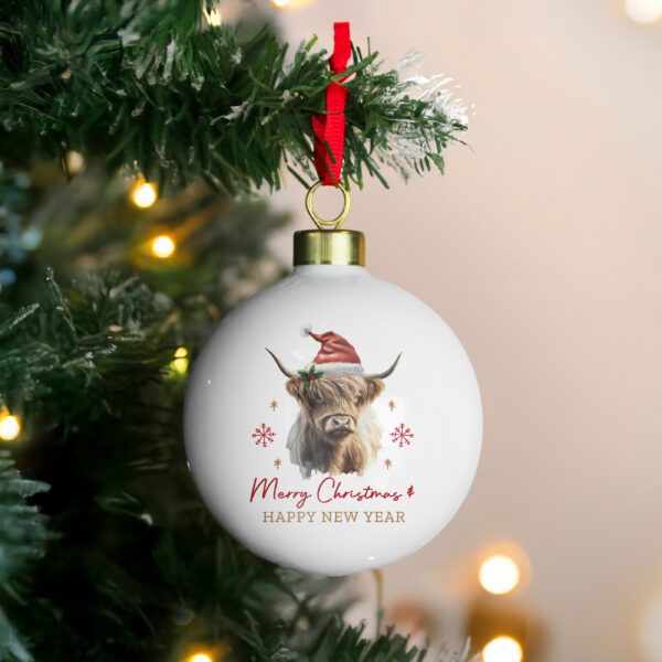 Personalised Highland Cow Christmas Bauble - Image 4