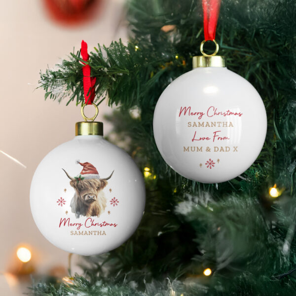 Personalised Highland Cow Christmas Bauble - Image 9