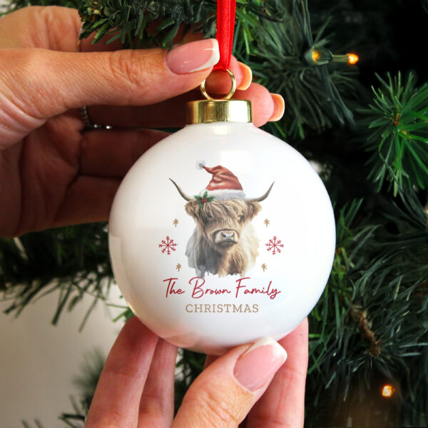 Personalised Highland Cow Christmas Bauble - Image 5