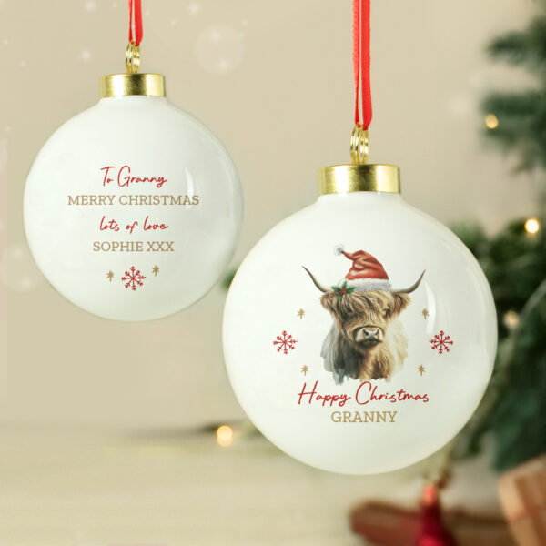 Personalised Highland Cow Christmas Bauble - Image 8
