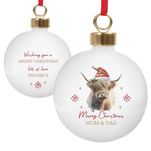 Personalised Highland Cow Christmas Bauble - Image 6