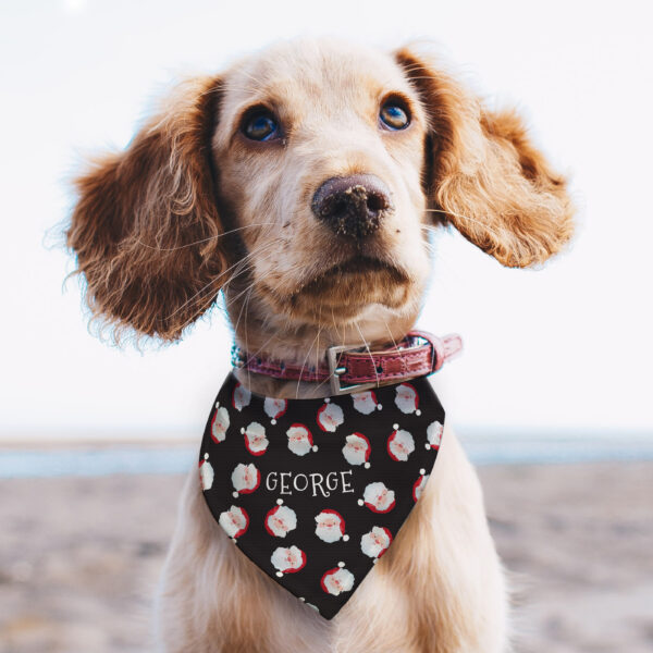 Personalised Santa Black Dog Bandana - Image 4