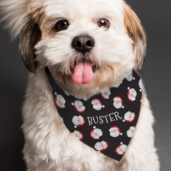 Personalised Santa Black Dog Bandana - Image 2