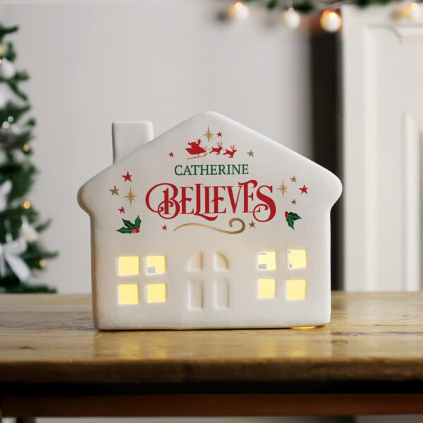 Personalised Believe in Christmas LED House - Image 4