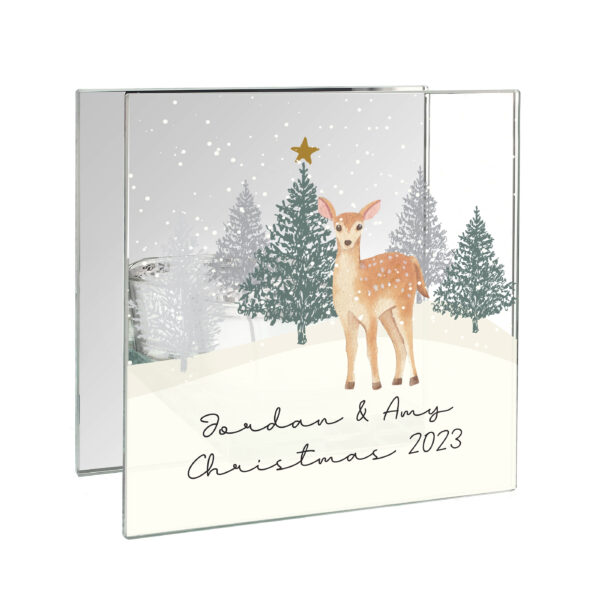 Personalised Christmas Deer Glass Tea Light Candle Holder - Image 6