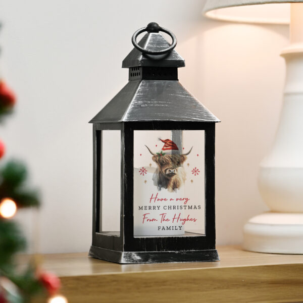 Personalised Highland Cow Christmas LED Lantern - Image 5