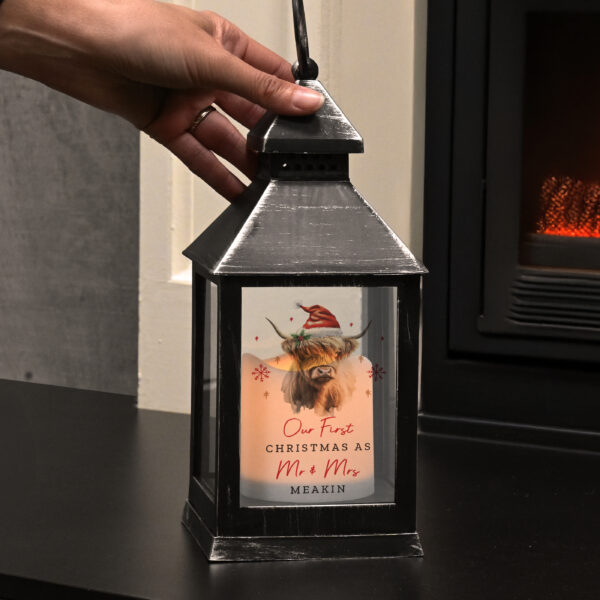 Personalised Highland Cow Christmas LED Lantern - Image 3