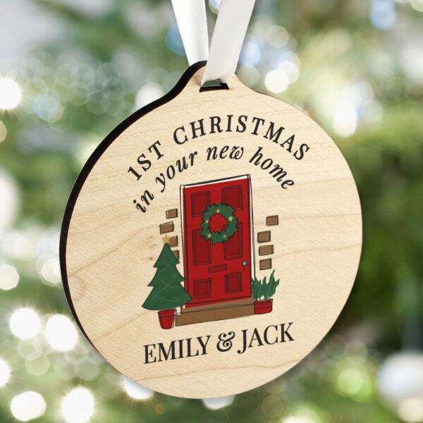 Personalised New Home Round Wooden Decoration - Image 5