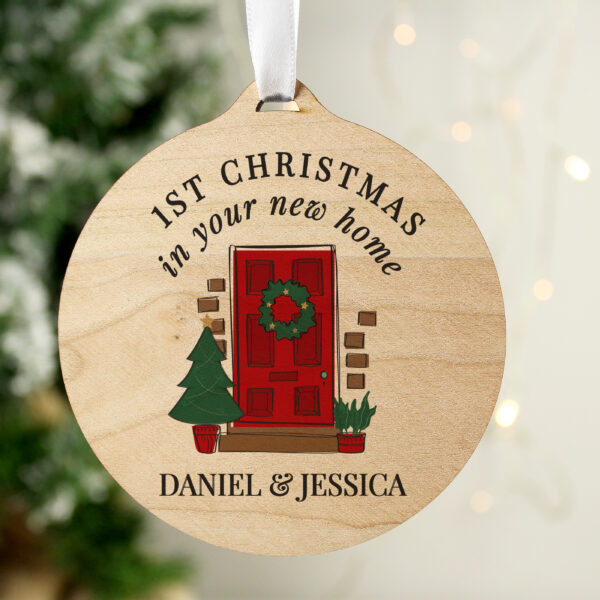 Personalised New Home Round Wooden Decoration - Image 4