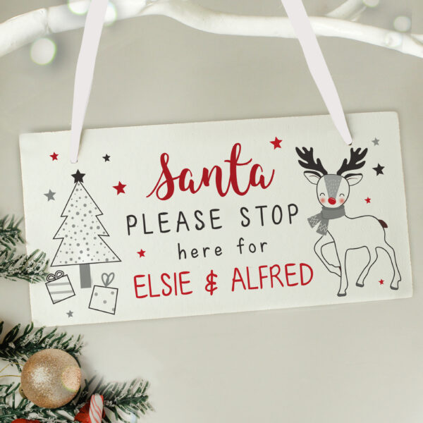 Personalised Rudolph Santa Please Stop Here Sign - Image 4