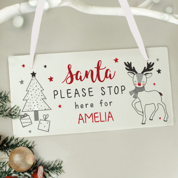 Personalised Rudolph Santa Please Stop Here Sign - Image 3