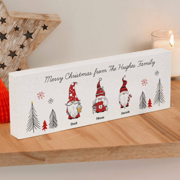 Personalised Gonk Family Christmas Wooden Mantel Decoration - Image 6