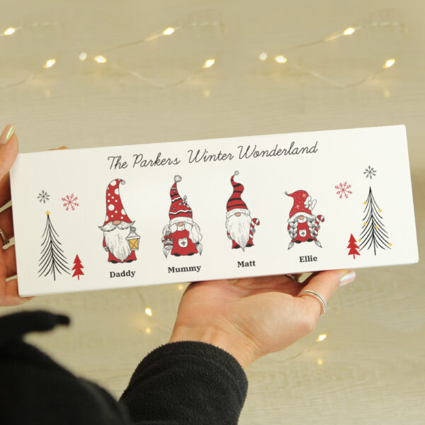 Personalised Gonk Family Christmas Wooden Mantel Decoration - Image 4