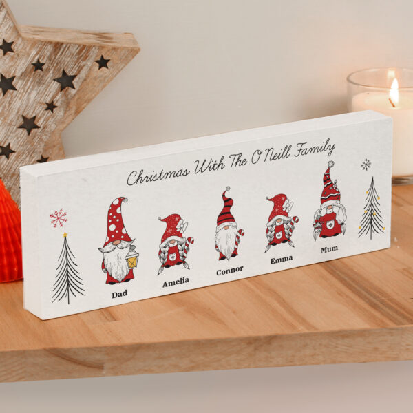 Personalised Gonk Family Christmas Wooden Mantel Decoration - Image 5