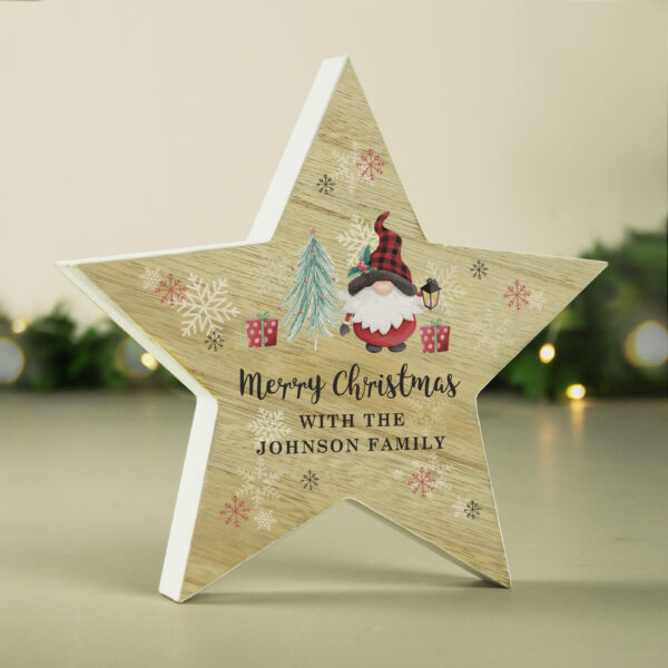 Personalised Gonk Christmas Wooden Star Ornament - Image 4